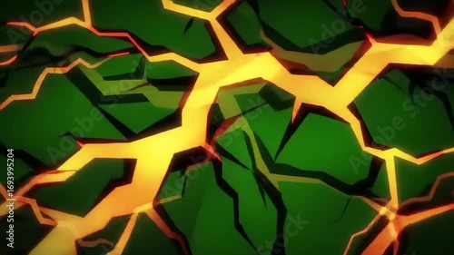Abstract Electric Lightning Bolt on Dark Green Backdrop with High Contrast
