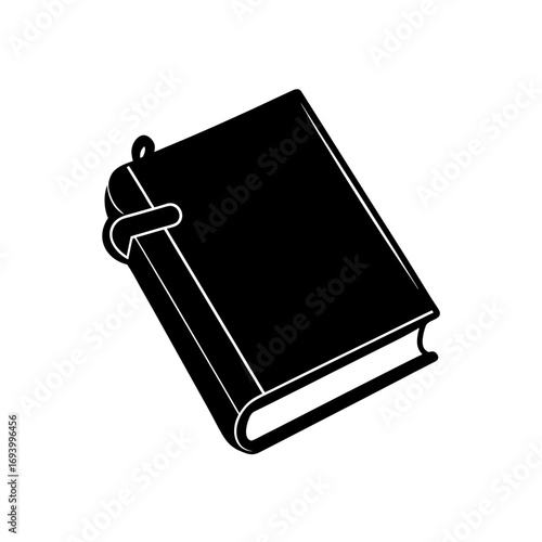 Closed black book illustration on transparent background silhouette