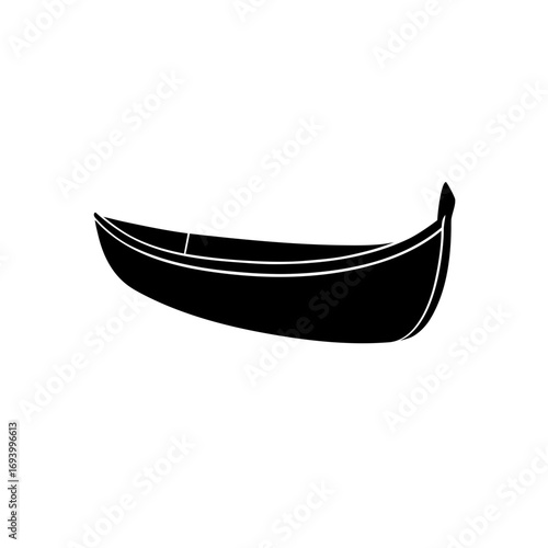 Silhouette of a gondola boat on transparent background