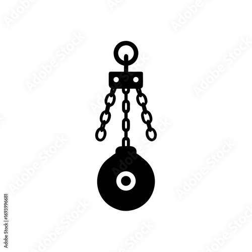 Hanging wrecking ball icon art on transparent background silhouette