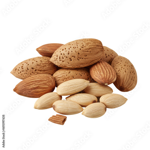 Wallpaper Mural Freshly harvested almonds in shells and shelled, showcasing natural goodness and healthy snack appeal. Torontodigital.ca