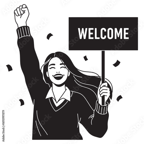 Join our team welcoming new members with excitement vector