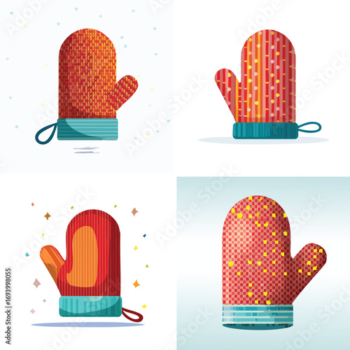 Oven Mitt designed in a colorful vector collage of combined vivid components.