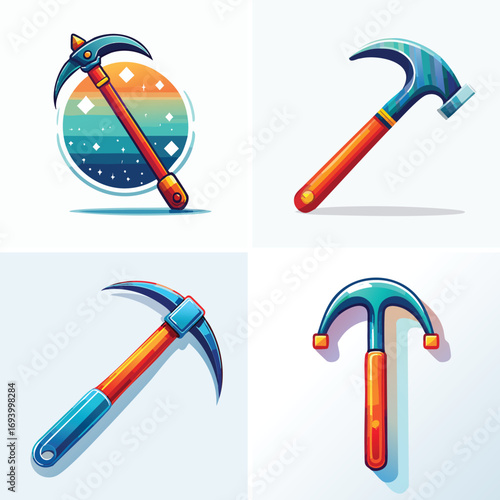 Crowbar designed in a colorful vector collage of combined vivid components.
