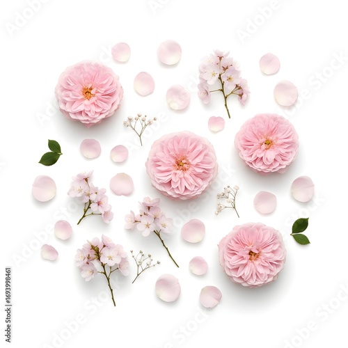 blush pink cherry blossoms and petals