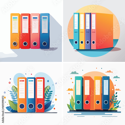 Binder designed in a colorful vector collage of combined vivid components.