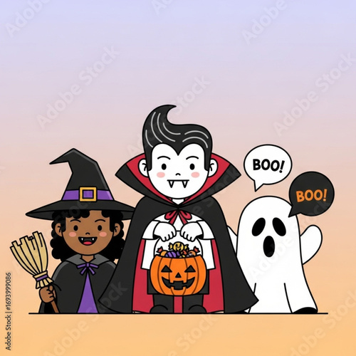 flat illustration of halloween  characters