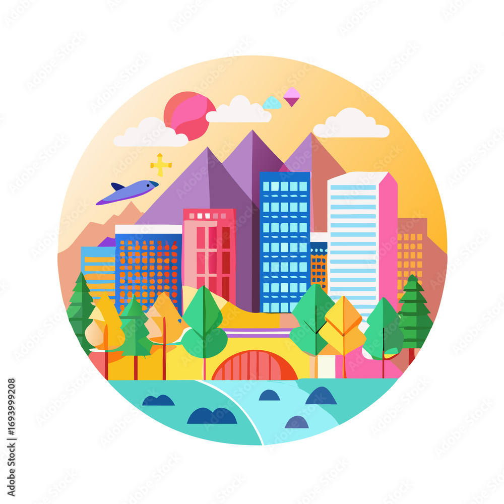 Obraz premium vector illustration of city