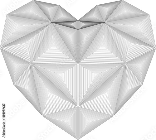 Polygonal heart with volume effect from lines, change colors