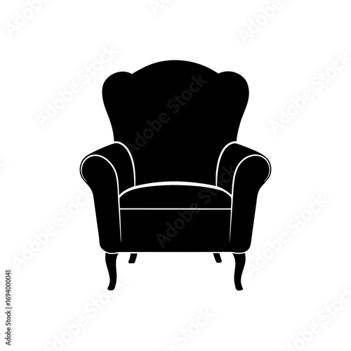 Silhouette of a classic chair on transparent background