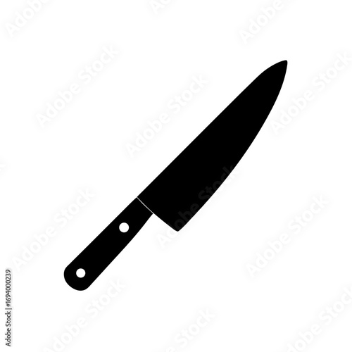 Silhouette of a sharp knife on transparent background