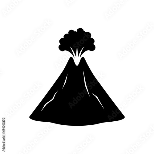 Volcano eruption simple vector on transparent background silhouette