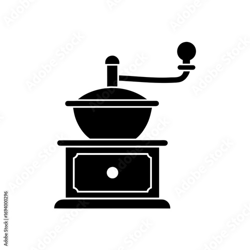 Silhouette of a coffee grinder on transparent background