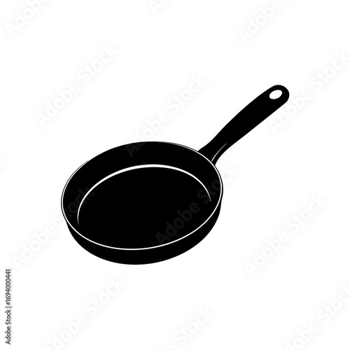 Illustration of a frying pan on transparent background silhouette