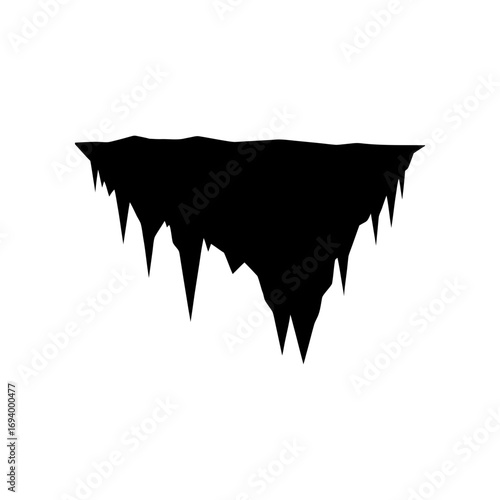 Black stalactite silhouette art on transparent background