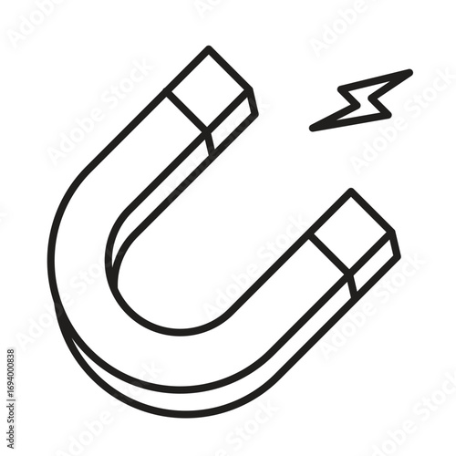 Doodle magnet with a lightning. Vector illustration isolated on white background