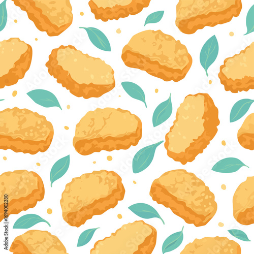 Chicken Nuggets soft pastel vector seamless design for endless tiling.