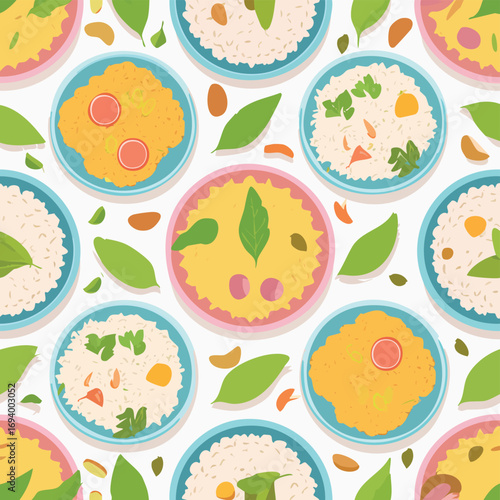 Biryani gentle pastel-colored vector pattern perfect for seamless backgrounds.