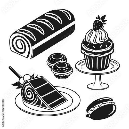 Assorted baked goods and desserts cake cupcake