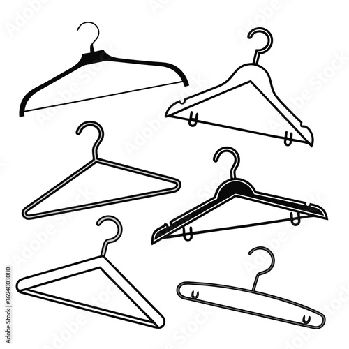 Assorted clothing hanger outlines on white background clothing hangers garment hangers