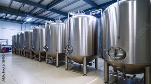 Wallpaper Mural Industrial stainless steel tanks in large production facility Torontodigital.ca