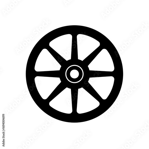 Illustration of a wagon wheel on transparent background silhouette