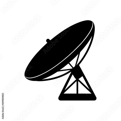 Silhouette of a satellite dish on transparent background