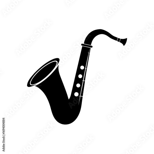 Silhouette of a saxophone art on transparent background