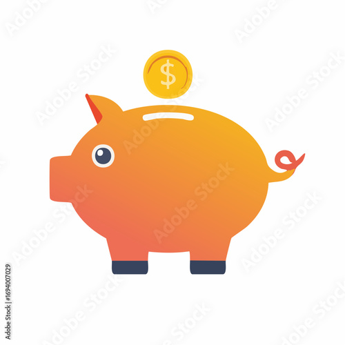Piggy Bank with Coin for Money Savings Finance Vector