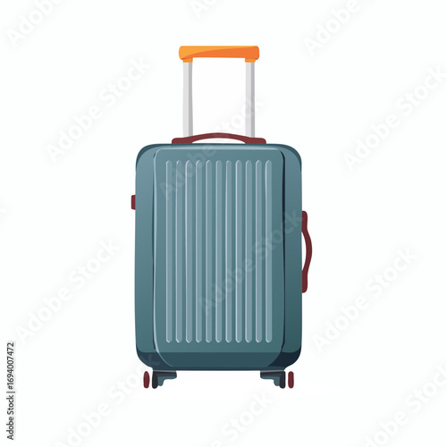 Rolling Travel Suitcase Vector Illustration