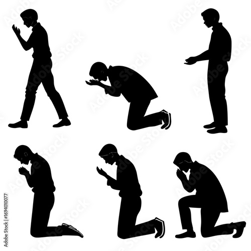 Islamic prayer postures silhouettes muslim prayer salat
