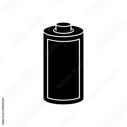 Simple black battery icon art on transparent background silhouette