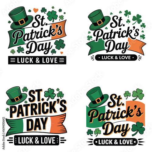 St Patricks Day Hat Shamrocks Banners clover green hat