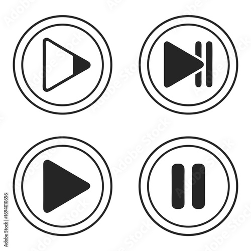 Media control icons play pause stop forward play icon pause icon