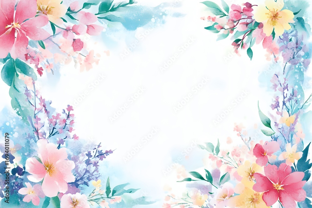 Naklejka premium Floral and leaf card. watercolor design. For banners, posters, invitations