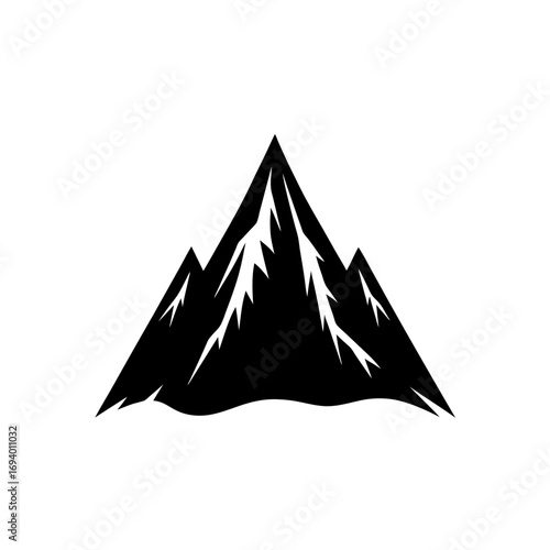 Silhouette of a rocky mountain on transparent background