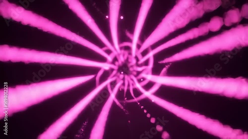 Abstract Pink Energy Tunnel With Light Particles In A Dark Background