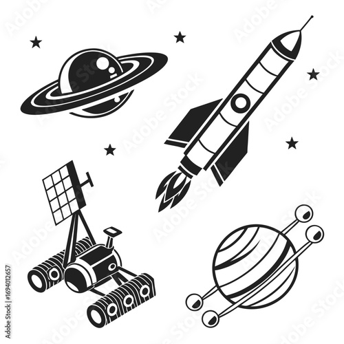 Space exploration rocket planet rover stars satellite