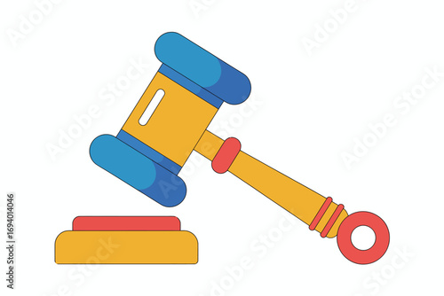 Vector Illustration of a Gavel Symbolizing Justice Law and Legal System on a White Background in Simple Cartoon Style