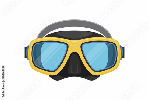Vibrant Yellow Dive Mask Ready for Underwater Adventures and Aquatic Exploration Detailed Illustration for Stock Photography and Commercial Use