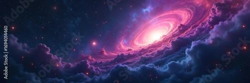 Eerie, swirling nebulae fill the vast, dark expanse of space, creating a mysterious and unsettling backdrop  Perfect for science fiction, fantasy, or horror projects ,  universe,  deep space