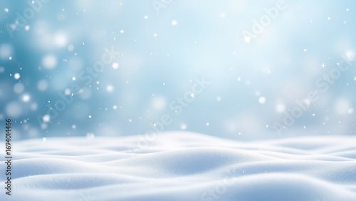 Wallpaper Mural Peaceful snowy winter landscape with soft snow mounds falling snowflakes and dreamy blue white gradient sky background Torontodigital.ca