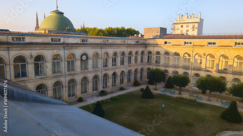 square centre hospitalier universitaire of Bordeaux saint andre french regional university interior building garden courtyard of listed historic hospital in france city