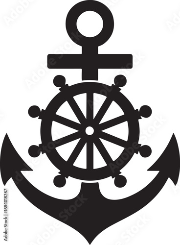Anchor and Ship Wheel Nautical Symbols of Stability and Direction