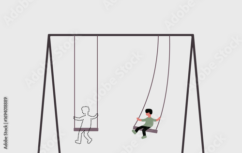 One person remembering dear ones illustration