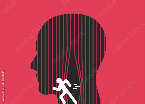 Free from mental health cage illustration