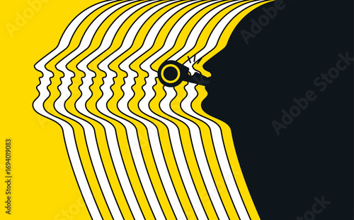 Whistleblower man sillhoutte crowd illustration