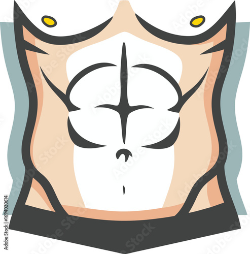 Minimalist Six Pack Abs Torso Vector Illustration for Fitness and Health Design Projects