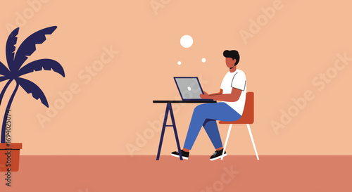 Man working efficiently on a laptop at a home desk, embodying remote productivity, flexible work, and modern digital lifestyle concepts.