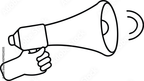 Hand holding megaphone isolated on white background, vector illustration design